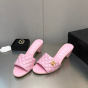 DIAMOND-QUILTED 6 CM SANDALS IN BABY PINK LAMBSKIN