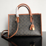 TRIOMPHE CABAS 35 BLACK CALFSKIN TOTE