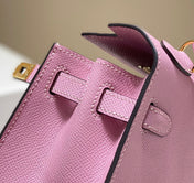 KELLY MINI 20 BAG IN BABY PINK CALFSKIN WITH GOLD HARDWARE