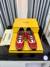 FENDI FASTER TRAINER IN BURGUNDY RED SUEDE AND CALFSKIN