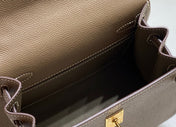 KELLY MINI 20 BAG IN MEDIUM BROWN CALFSKIN WITH GOLD HARDWARE