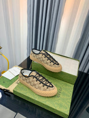 GG UNIQUE SNEAKER THICK-SOLE LIGHT BROWN CANVAS