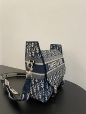 MEDIUM 28 DIORCAMP BAG IN BLUE OBLIQUE EMBROIDERY