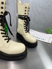 LUG LACE-UP BOOT IN BEIGE CREAM CALFSKIN 7 CM