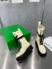 LUG LACE-UP BOOT IN BEIGE CREAM CALFSKIN 7 CM
