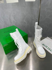 LUG LACE-UP BOOT IN WHITE CALFSKIN 7 CM