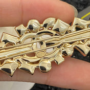 CHANEL 26S DOUBLE C LOGO CRYSTAL GEOMETRIC HAIR CLIP IN GOLD METAL 629931