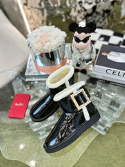 VIV SNOW ANKLE BOOTS IN BLACK PATENT CALFSKIN