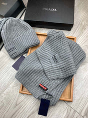 SET SCARF AND HAT IN DOVE GRAY WOOL AND RABBIT FUR 388993