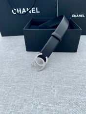 CC 26S BELT 30 MM IN BLACK CALFSKIN SILVER HARDWARE 661516