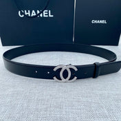 CC 26S BELT 30 MM IN BLACK CALFSKIN SILVER HARDWARE 661516