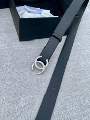 CC 26S BELT 30 MM IN BLACK CALFSKIN SILVER HARDWARE 661516