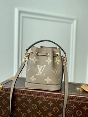 NANO NOÉ 16 IN GREY TOURTERELLE BICOLOR MONOGRAM EMPREINTE CALFSKIN