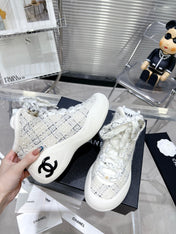 CC CANO ALTO SNEAKER IN WHITE WOOL TWEED AND RUBBER