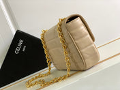 MONOCHROME 24 QUILTED BEIGE CREAM LAMBSKIN CHAIN SHOUDER BAG