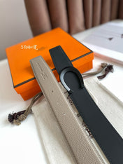 LUCK BELT BUCKLE & REVERSIBLE KHAKI BROWN LEATHER STRAP 38MM BLACK HARDWARE