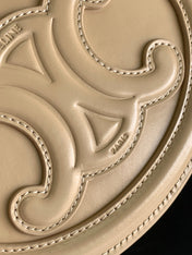 SMOOTH CALFSKIN 16 OVAL BEIGE CREAM BAG