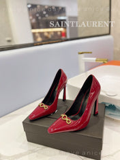 SL SILVANA CHAIN PUMPS GLOSSY RED CALFSKIN