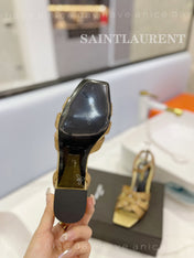 SL TRIBUTE CRYSTAL SANDALS GOLD CALFSKIN