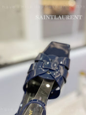 SL TRIBUTE SANDAL GLOSSY NAVY CALFSKIN