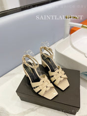 SL TRIBUTE SANDAL GLOSSY PASTEL YELLOW CALFSKIN