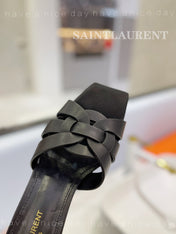 SL TRIBUTE MULES BLACK CALFSKIN