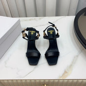 BALMAIN 25S HIGH HEELS WITH B METAL DETAIL 95MM IN BLACK CALFSKIN
