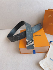 LV 25S BELT 40 MM IN BLACK MIX GREY CALFSKIN 593206
