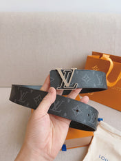 LV 25S BELT 40 MM IN BLACK MIX GREY CALFSKIN 593206