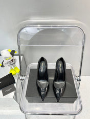 SL OPYUM BASIC HIGH HEEL BLACK CALFSKIN-GOLD HEEL