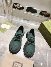 GUCCI 26S LACE-UP SHOES IN DARK GREEN GG CANVAS STYLE 3