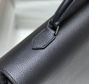 KELLY DEPECHES 38 BRIEFCASE IN BLACK TOGO CALFSKIN SILVER HARDWARE