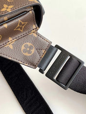 LV 25S S LOCK MESSENGER BAG 21 IN BLACK AND BROWN MONOGRAM MACASSAR CALFSKIN
