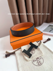 HM CONSTANCE BELT BUCKLE & REVERSIBLE GINGER ORANGE AND BLACK LEATHER STRAP 38MM