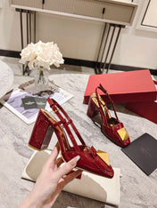 ONE STUD RUBY RED PATENT LEATHER LACE-UP HIGH HEELS 85 MM