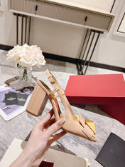 ONE STUD BEIGE TAN PATENT LEATHER LACE-UP HIGH HEELS 85 MM