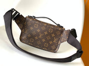 LV 25S S LOCK MESSENGER BAG 21 IN PURPLE AND BROWN MONOGRAM MACASSAR CANVAS