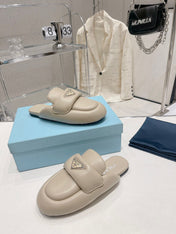PRA SOFT PADDED NAPPA SHEARLING MULES BEIGE LAMBSKIN