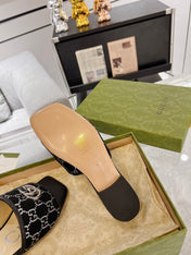 GG EXCLUSIVE SLIDE SANDAL BLACK FABRIC