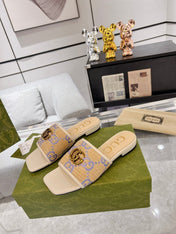 GG EXCLUSIVE SLIDE SANDAL IVORY SEDGE