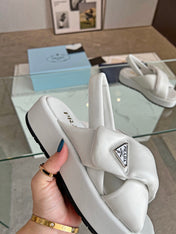 PRA PADDED NAPPA CRISSCROSS SANDALS WHITE LAMBSKIN