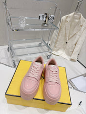 FENDI LOW-TOP TRAINER IN LIGHT PINK CALFSKIN