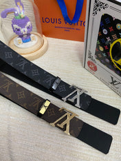 LV 25S BELT 38 MM IN BLACK CALFSKIN PRINT PATTERNS 593287