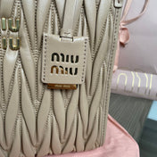 MATELASSÉ TOTE BAG 24 IN BEIGE LAMBSKIN