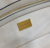 BAGUETTE CANVAS 27 BAG WHITE STRAP WITH MULTICOLOUR EMBROIDERY GOLD HARDWARE