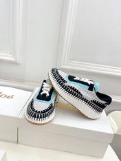 CHLOÉ NAMA SNEAKER IN BLACK MIX COLORFUL SPECIAL FABRIC