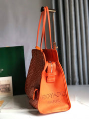 HARDY PM BAG 40 IN ORANGE GOYARDINE CANVAS AND TAURILLON LEATHER TRIM