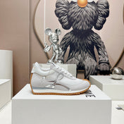 FLOW RUNNER SNEAKER IN WHITE IVORY SUEDE AND SHEEPSKIN