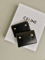 TRIPHOME 9 WALLET TWO-IN-ONE BLACK CALFSKIN