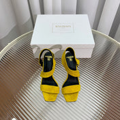BALMAIN 25S HIGH HEEL SANDALS 95MM IN GOLDEN YELLOW SUEDE